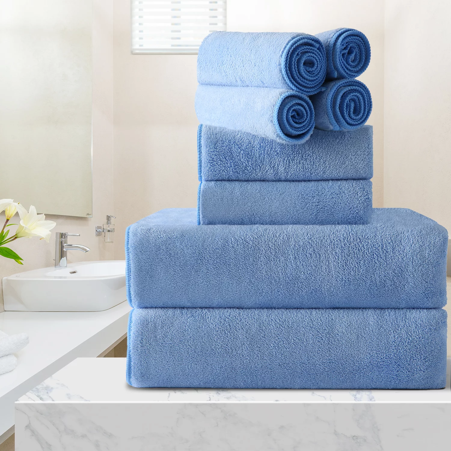 Green Essen 8 Pack Oversized Bath Towel Sets 700 GSM Soft Shower
